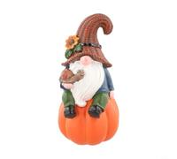 Gnomo Decorativo Zucca per Giardino Esterno | Design incantevole, barba bianca, zucca vivace, festosa, per decorazione stagionale perfetta