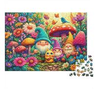 Gnomo della Foresta Giardino Incantato Puzzle 1000 Pezzi Puzzle per Adulti Funghi Magici Cartaceo Decorazione Casa Relax Regalo Famiglia Tempo Libero 52x38cm/1000pcs