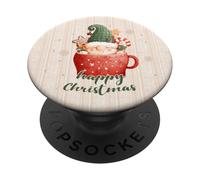 Gnomo di Natale in tazza, motivo di carta da parati con PopSockets PopGrip Adesivo