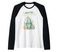 Gnomo Divertente Merry Christmas Maglia con Maniche Raglan