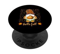 Gnomo divertente per Halloween, con ghianda, autunno, ciao foglie autunnali PopSockets PopGrip Adesivo