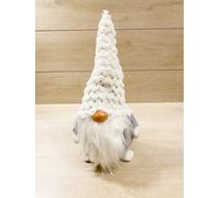 Gnomo Elfo Natalizio In Tessuto 47cm Con Cappello in Pelliccia Bianco Glitterato