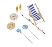 Gnomo Garden Decor Set 8pcs sedia Rod Hat | Con aste in legno e plastica blu; ideali per progetti creativi fai da te per case delle bambole