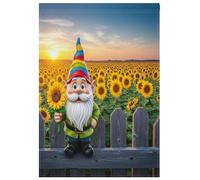 Gnomo girasole Primavera Autunno Bandiere Giardino Feste Cortile Bandiera Bifacciale Autunno Cortile Decorazione Patio Prato 71,1 x 101,6 cm