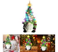 Gnomo in resina con regalo e luminoso artigianato decorativo per albero di Natale, gnomo con batteria a bottone, ornamento da scrivania, gnomo natalizio da giardino (verde, taglia unica)
