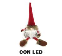 GNOMO LUMINOSO DI NATALE DECORAZIONE SALOTTO INTERNO IDEA REGALO LED ROSSO