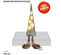 GNOMO NATALIZIO COLORE ORO SEDUTO CON LUCE CM 101 COD 301071 DECOR. NATALIZIA