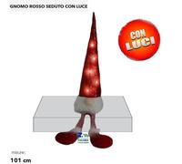 GNOMO NATALIZIO COLORE ROSSO SEDUTO CON LUCE CM 101 COD 301039 DECOR. NATALIZIA