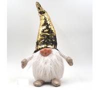 Gnomo natalizio decorazione con cappello oro 40 cm