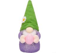 Gnomo Pasquale Peluche con per uovo, per decorazione Morbida(Green) | Per Centrotavola Pasquale, Morbido e Colorato, per ideale per Famiglie, Tessuto Plush e Feltro, Misura 32cm