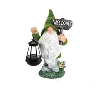 Gnomo per solare da per giardino in Resina 23cm Luce Calda Gnomo(welcome) | Resina composita robusta, finitura anti-UV, luce calda , altezza 23.5cm, decoro giardino