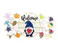 Gnomo porta gancio portello completerà le vostre decorazioni per tutte le stagioni, gnomo porta insegna di benvenuto stagionale, cartello di benvenuto in legno (A)