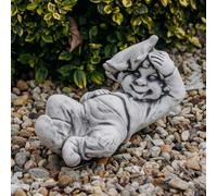 Gnomo Ragazzo Pigro Folletto Figura di Pietra 26 CM 11 KG Grigio Calcestruzzo