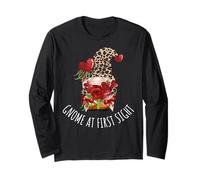 Gnomo Valentine Leopard Cuore Rosa Graphic Design Maglia a Manica