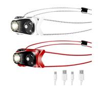 GNring Set di 2 luci frontali ricaricabili, faro LED ultra leggero e 1000 lumen, con luce bianca e rossa, sensore di movimento impermeabile