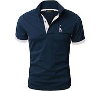 GNRSPTY Polo da Uomo Manica Corta Ricami Fulvi Casual Chic Poloshirt Camicia T-Shirt Estate,Marine03,L