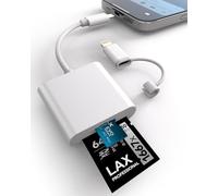 GNUADZ Lettore Schede SD per iPhone, 2 in 2 Adattatore per Lettore di Schede SD USB C, Lettore di Adattatore Scheda SD per iPhone, Lightning to SD Card Camera Reader per Schede SD/SDHC/SDXC/Micro SD