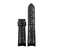 GNUFOPI Compatibile con Tissot T035 Farfalla Fibbia in Acciaio Braccialetti con Cinturino in Pelle di Vitello Cinturino in Pelle con estremità Curva di Ricambio 22mm 23mm 24mm(Black-No Buckle,22mm)