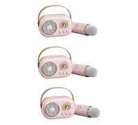 GNURBDILFO 3X Mini Wireless Bluetooth Audio Home Singing Karaoke Microfono Integrato Altoparlante Stereo Home KTV Set Rosa