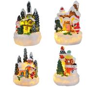 GNURBDILFO 4 Pezzi di Decorazioni Natalizie in Pan di, Casette di Natale, Casette di Natale Illuminate, Statuette