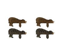 GNURBDILFO 4X Decorazione per Porta con Orso nel Legno. Scultura Ad Angolo per Porta con Orso Carino nel Tuo Angolo, Decorazione con Statua Artistica nel Legno