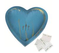 GNURBDILFO Ciotola per La Preghiera in Legno con Biglietti di Preghiera, Decorazione A Forma di Cuore, Ciotola con Croce, Regalo Cristiano, Regalo Religioso per Le Donne