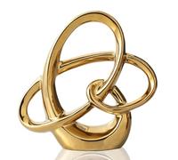 GNURBDILFO Scultura Geometrica in Ceramica con Decorazioni Dorate Moderne, Decorazione Astratta per La Casa e Statuetta da Tavolo A