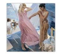 Gnvkd Ecbxz Famoso poster di Joaquin Sorolla《Dopo il bagno》Pittura su tela Estetica Arte della parete Joaquin Sorolla Stampe per la decorazione domestica Immagine 50x50cm Senza cornice