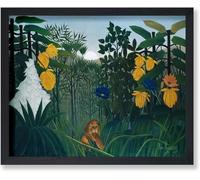 Gnvkd Ecbxz Henri Rousseau Poster Retrò Lotta Tra Una Tigre E Un Bufalo Tela Pittura Astratta Stampa Della Parete Artistica Per La Decorazione Domestica Immagine 50x70cm Senza Cornice