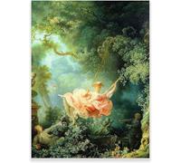 Gnvkd Ecbxz Jean Honore Fragonard Poster Famoso Dipinto L'altalena Wall Art Classico Paesaggio Stampe Moderna Tela di Canapa Home Wall Decor Immagini 60x80cm Senza Cornice