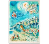 Gnvkd Ecbxz Marc Chagall Poster《Carnevale dei Fiori》Arte Della Parete Astratta Marc Chagall Stampe Pittura Su Tela Moderna Per Soggiorno Decoro Immagini 50x70cm Senza Cornice