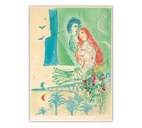 Gnvkd Ecbxz Marc Chagall Poster《Sirena con il poeta》Arte della parete su tela Marc Chagall Stampe Astratto Marc Chagall Pittura per Home Decor Quadro 50x70cm Senza cornice