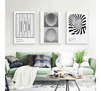 Gnvkd Ecbxz Poster in bianco e nero Illusione ottica Zebra Canvas Painting Stampe astratte della parete Victor Vasarely per immagini di decorazioni domestiche 50x70cmx3 senza cornice