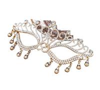 GNYVZXPLQ Maschera da ballo in maschera, Accessorio for feste for banchetti nuziali in metallo multicolore con nappa strass(Gold)