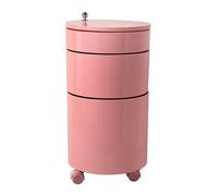 GNYVZXPLQ Tavolino Divano, Comodino rotondo a 2/3 ripiani con ante scorrevoli multicolore 15x15x22-30 pollici(Pink,15''x30'')