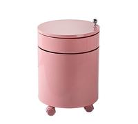 GNYVZXPLQ Tavolino Divano, Comodino rotondo a 2/3 ripiani con mobiletto portaoggetti, ante scorrevoli, multicolore, diverse misure(Pink,15''x22'')