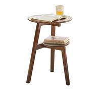GNYVZXPLQ Tavolino Divano, Comodino rotondo in legno massello a doppio strato, 41,9 cm di larghezza x 41,9 cm di profondità x 60 cm di altezza, multicolore(Walnut)