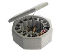 GNYVZXPLQ Tavolino Divano, Pouf contenitore rotondo trapuntato con struttura in legno e poggiapiedi con contenitore multicolore, diverse misure(Grey,23.62" Lx23.62 Wx15.75 H)