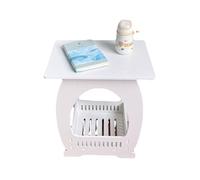 GNYVZXPLQ Tavolino Divano, Tavolino con ripiano portaoggetti a 2 livelli in PVC, 17,4x11,9x18,2 pollici, bianco, for soggiorno, camera da letto, ufficio