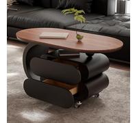 GNYVZXPLQ Tavolino Divano, Tavolino da caffè con ruote, 4 ruote, 2 cassetti nascosti, legno, metallo, nero/bianco, diverse dimensioni(Black,39.37" Lx19.69 Wx17.72 H(100x50x45cm))
