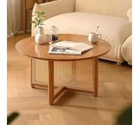 GNYVZXPLQ Tavolino Divano, Tavolino da caffè rotondo in legno massello, tavolino Boho, tavolino laterale, rattan multicolore, 23,7-31,5 cm, profondità x 15,8 cm.(Cherry,31.5" D x 15.8" H)