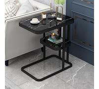 GNYVZXPLQ Tavolino Divano, Tavolino da divano stretto a forma di C a 2 livelli for piccoli spazi multicolore 19,7x11,9x23,7 pollici(Black)