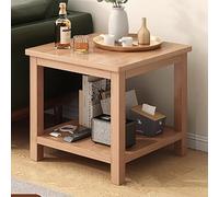 GNYVZXPLQ Tavolino Divano, Tavolino laterale a 2 ripiani for divano, comodino quadrato con gambe in legno massello, naturale/noce, cubo da 23,7 pollici(Natural)