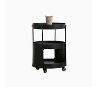 GNYVZXPLQ Tavolino Divano, Tavolino laterale a 3 livelli con ripiani portaoggetti e ruote multicolore 13,8x13,8x20,1 pollici(Black)