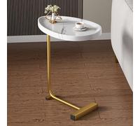 GNYVZXPLQ Tavolino Divano, Tavolino laterale a forma di C con struttura in metallo multicolore 17,8x11,9x23,7 pollici for soggiorno, camera da letto, studio, piccolo spazio(Walnut+Gold)