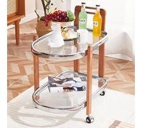 GNYVZXPLQ Tavolino Divano, Tavolino laterale for divano con carrello a 2 ripiani in vetro temperato con serratura e maniglia in legno, multicolore, 44x62 cm(Clear a)
