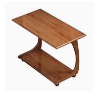 GNYVZXPLQ Tavolino Divano, Tavolino laterale mobile in legno a forma di C con ruote, marrone, 15,7-31,5x15,7x25,2 pollici con ripiano inferiore(27.6 * 15.7 * 25.2in)