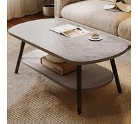 GNYVZXPLQ Tavolino Divano, Tavolino ovale a 2 ripiani con ripiano portaoggetti for soggiorno multicolore, diverse dimensioni(Slate,47.24" Lx23.62 Wx16.54 H(120x60x42cm))