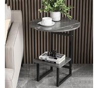 GNYVZXPLQ Tavolino Divano, Tavolino rotondo con ripiano portaoggetti, gambe a forma di G, multicolore, 15,8-23,7 pollici, soggiorno, camera da letto(Rock Gray,18.9" D x 22.1" H)
