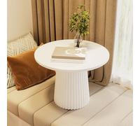 GNYVZXPLQ Tavolino Divano, Tavolino Rotondo in Legno con portavasi, Comodino, Base in PP, Bianco/Crema, Diverse Misure(A,15.75 * 12.6in)